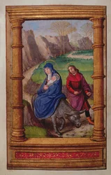 Lägg till 35214 f.72v Flight into Egypt, from a Book of Hours, Paris