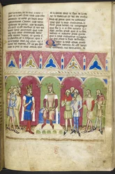 Lägg till. MS 12228, f.223, Roman du Roy Meliadus de Leonnoys, c.1352 (pergament)