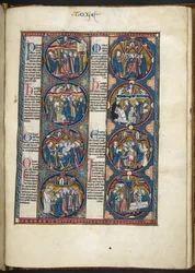 Lägg till MS Harley 1527, F.105R, miniatyrer från Bibeln Moralisée (Vellum)
