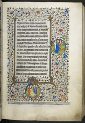 Lägg till Ms 18850 f.21r Book of Hours (The Bedford Hours) c.1410-30 (bläck, färg & guld på veläng)