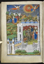 Lägg till Ms 18850 f.288v, Legend of the Fleurs de Lys, från Book of Hours (The Bedford Hours) c.1410-30 (bläck, färg & guld på veläng)