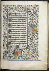 Lägg till Ms 18850 f.42r Book of Hours (The Bedford Hours) c.1410-30 (bläck, färg och guld på veläng)
