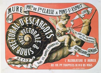 Annons för Chest Sirap Sirop Pectoral dEscargots, c.1860