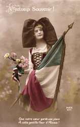 Tillgivna minne! Låt ditt hjärta behålla en plats för denna söta blomma i Alsace!, vykort, 1914-18