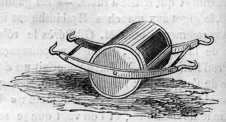 Jordbruksmaskin: en distributörs gödseldörr presenterad vid Paris jordbrukstävling 1860. Gravyr i "" Le Monde Illustré"" nr 172 av 28 juli 1860.