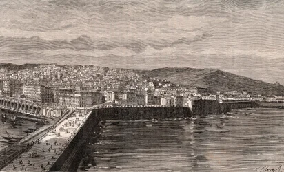 Alger - Alger - Algeriet - gravyr i "La France illustree: geografi, historia, administration statistique" av V.A. Malt-brunt. 1884