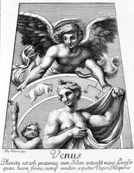 Allegori över planeten Venus - i "Les Terres du Ciel" av Camille Flammarion, red. Marpon & Flammarion, Paris