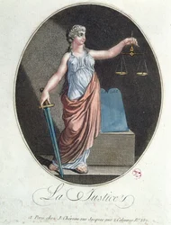 Allegory of Justice, publicerad av J. Chereau, Paris, 1792