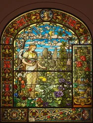 Allegori om våren (målat glas), anonym, cirka 1900