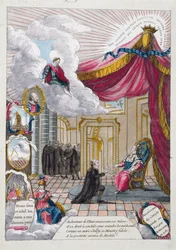 Allegori över rapporten som gavs till Ludvig XVI (1754-93) av Jacques Necker (1732-1804) 1781 (färgstick)