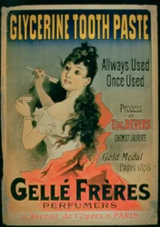 Allways Used, Once Used, affischreklam Glycerintandkräm av Gelle Freres, Paris, 1878