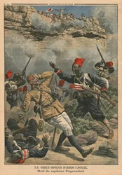 Bakhåll i Abir-Taouil, kapten Fiegenschuhs död, illustration från 