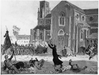 Ett uppror på stadshustorget i Fourmies, illustration från Le Monde Illustre, 9 maj 1891