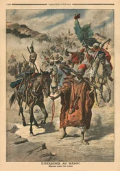 Anarki i Marocko, plundring mellan stammar, illustration från 