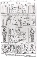 Forntida egyptiska och persiska religiösa och astronomiska illustrationer och symboler