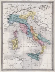 Antika Italien - Plåt extraherad från "" Universal Atlas of Ancient and Modern Geography for Residential Schools"" av Vuillemin - ca. 1845