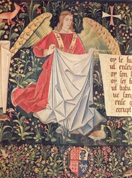 Ängel som håller höljet, detalj från The Angels Bearing Instruments of the Passion