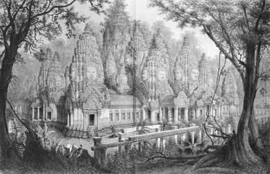 Angkor, Bayon Ruins, illustration från Atlas du voyage d