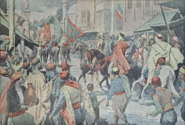 Anglo-arabiska trupper kommer in i Damaskus 1918, från Le Pelerin