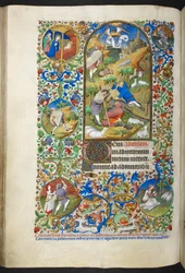 Tillkännagivande till herdarna, lägg till Ms 18850 f.70v Book of Hours (The Bedford Hours) c.1410-30 (bläck, färg & guld på veläng)
