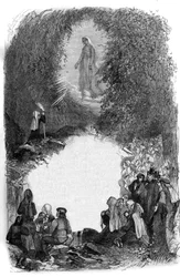 Jungfru Marias utseende för Bernadette Soubirous (1844-1879) i grottan Lourdes, Hautes Pyrenees (65)