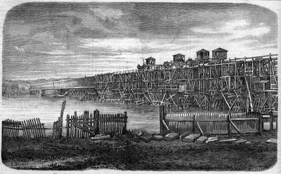 Arkitektur: utsikt över verken av Metallic Bridge of Bordeaux, Gironde (33)