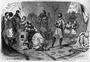 Argrim, biskop av Langres (900-talet). Gravyr i "Historien om påvarna-kungarna-drottningarna och kejsarna genom århundradena"" av Maurice Lachatre