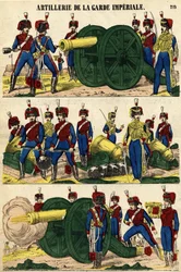 Imperialgardets artilleri. Bild av 1800-talets Epinal
