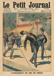Mordet på Georg I, Greklands kung, omslagsillustration från ”Le Petit Journal”, illustrerat supplement, 30 mars 1913