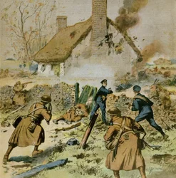 Attack av polis och brittiska trupper på en gård ockuperad av Sinn-Fein, omslag till Le Petit Journal, 5 december 1910