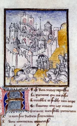 Attack av ett miniatyrslott från "The Way of Long Study and Fortune Mutation" av Christine de Pisan (eller Pizan