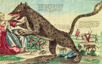 Attacker av besten i Gevaudan 1764 (färgstick)