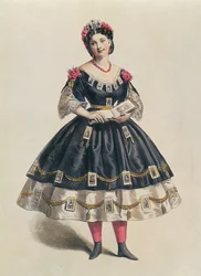 Balklänning dekorerad med fotografiska cartes de visite, c.1860