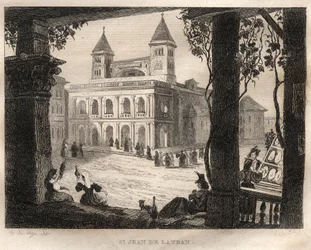 Basilikan San Giovanni Laterano, Rom - Sankt Johannes av Lateranen - Gravyr från "" Pittoreska Italien" - Historisk och beskrivande målning av Italien" av M. de Norvins, Ch. Nodier 1834-1836.