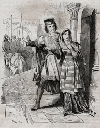 Bertrade av Montfort (1070-1117) Frankrikes drottning med Filip I, kung av Frankrike - - i "Histoire de France"" av Anquetil. 1800-talet.