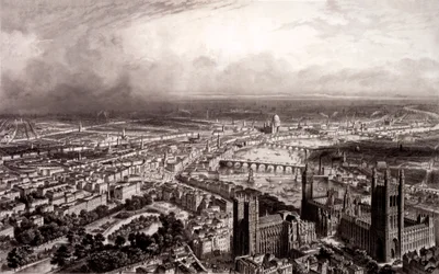 Fågelperspektiv av London, ca 1840-55