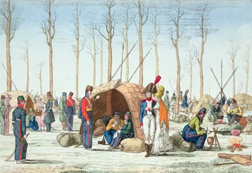 Bivack av ryska trupper på Champs Elysées, Paris, 31 mars 1814