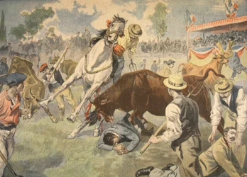 Blodig olycka i Arles, illustration från Le Petit Journal: Supplement illustre, 1898