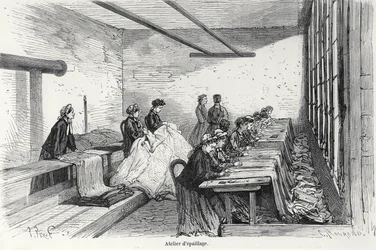 Bouterel färgningsverkstad i Clichy, från Turgan, Paris, 1874
