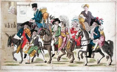 Brudprocession, ca 1820-30 (färgstick)