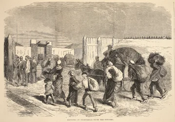 Att ta in grönsaker från förorterna, illustration från Cassells historia om kriget mellan Frankrike och Tyskland, 1870-1871
