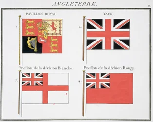 British Maritime Flags, från en fransk flaggbok, c.1819