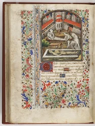 De dödas begravning, illustration från "Timboken", Paris, ca 1440-60 (pergament)