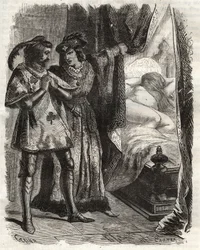 Genom att lyfta en dörr visade han maken sin egen fru som låg naken. Ludvig I av Valois, hertig av Orleans (1372-1407), fick Raoul d