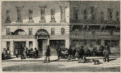 Cafe de la Regence på Place du Palais-Royal i Paris på 1800-talet - Gravyr i "Tableau-de-Paris" av Edmond Texier 1852