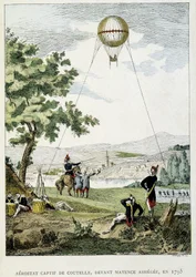 Captive aerostat av Jean Marie Joseph (Jean-Marie-Joseph) Coutelle (1748-1835), innan Mainz belägrade