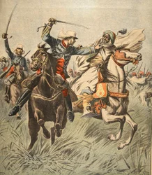 Capture of Samory av löjtnant Jacquin, illustration från Le Petit Journal: Supplement illustre, 30 oktober 1898