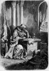 Kardinalälskare av påven Jeanne (påven från 855 till 858). Gravyr i "Historia om påvar-kungar-drottningar och kejsare genom århundradena" av Maurice Lachatre