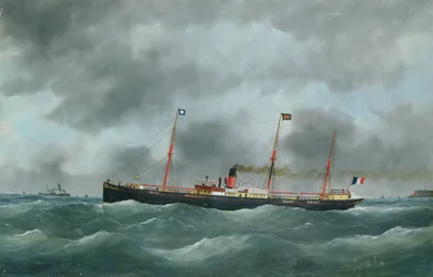 Lastångfartyg som flaggar Le Havre Peninsular Company