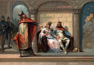 Caribert eller Cherebert, kung av Paris (561 - 567). Kromolitografi i slutet av 1800-talet.